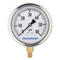 MEASUREMAN 4" Dial Size, Glycerin Filled Plumbing Pressure Gauge, 0-60psi, Stainless Steel Case, 1/4" NPT Lower Mount