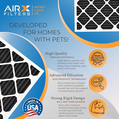 AIRX FILTERS WICKED CLEAN AIR. 16x25x1 Air Filter Odor Eliminator Carbon Filter MERV 7 AC HVAC Furnace Filters 6 Pack
