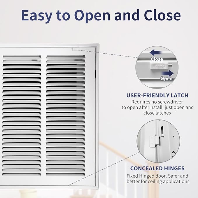 30"W x 14"H [Duct Opening Size] Steel Return Air Filter Grille - Removable Face/Door for 1 inch Filters -HVAC Vent Cover Grill - White [Outer Dimensions: 32 5/8"W X 16 5/8"H]