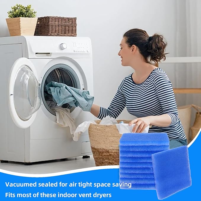 12-Pack Dryer Filter Replacement, Compatible with Better Vent Indoor Dryer Vent,Double Layer Filtration,Polyester Filters