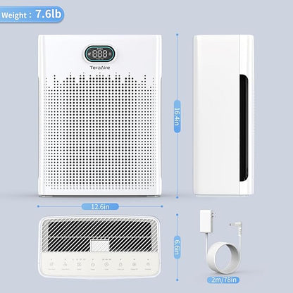 Air Purifiers for Home Cover Up to 2200 Ft², HEPA Air Purifier with Washable Pre-filter, Pet mode, PM 2.5 Air Quality Monitor Fragrance Sponge for Smoke, Odor, Dander, Pollen (White)