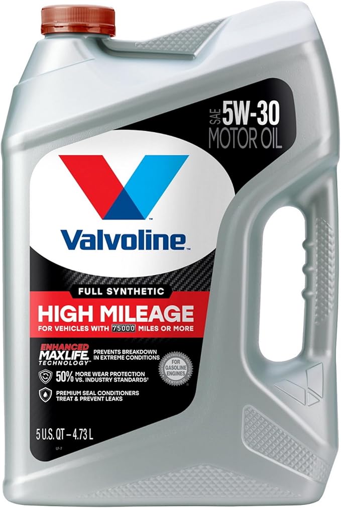 Valvoline Full Synthetic High Mileage with MaxLife Technology SAE 5W-30 Motor Oil 5 QT, Case of 3