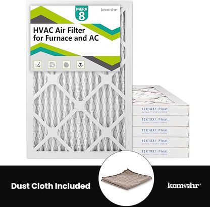 12x18x1 Air Filter MERV 8 (6-Pack), HVAC/Furnace AC Filter Replacement, Dust Defense–Comparable with MPR 600 & FPR 5 (Actual 11.75x17.75x0.75)