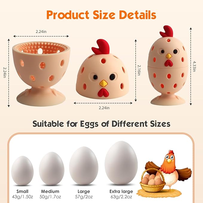 Egg Brush Cleaner, Egg Cleaner for Fresh Eggs, Cute Chick Shaped Egg Wash and Brush, Washing Egg Tool for Standard Sized Eggs (Beige)