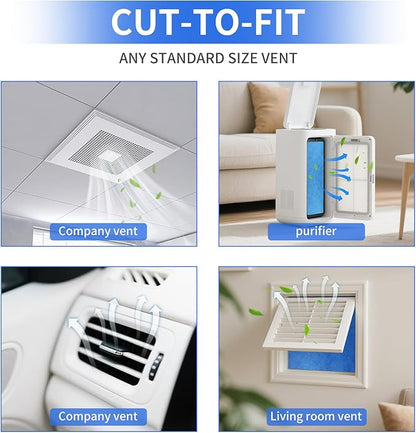 Air Vent Filters, 10"x120" Cut to Fit Air Filter Material,MERV 8 Reusable 3-Layer Air Vent Filter for Home Floor, Grilles, Ceiling, HVAC Furnace Vents, With Adhesive Tape