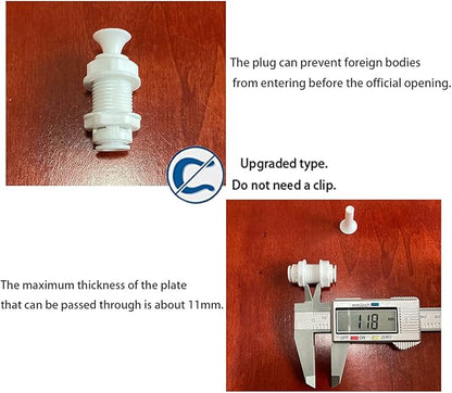 1/4" Bulkhead for Reverse Osmosis Water Filter,NSF Certified Plastic Push to Connect RO Fittings(pack 10)