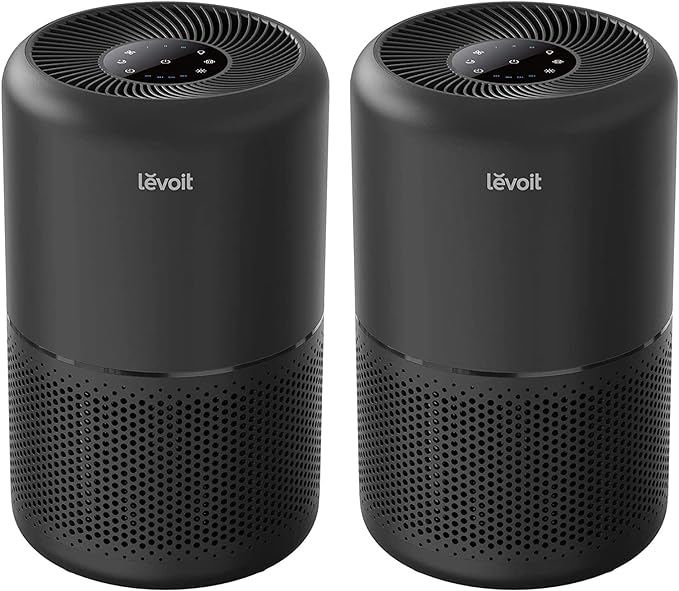 LEVOIT Air Purifier for Home Allergens Pets in Bedroom, Covers Up to 1073 ft² by 56W High Torque Motor, AHAM VERIFIDE, 3-in-1 Filter, HEPA Sleep Mode, Remove Dust Smoke Odor, Core300-P, Black, 2 Pack