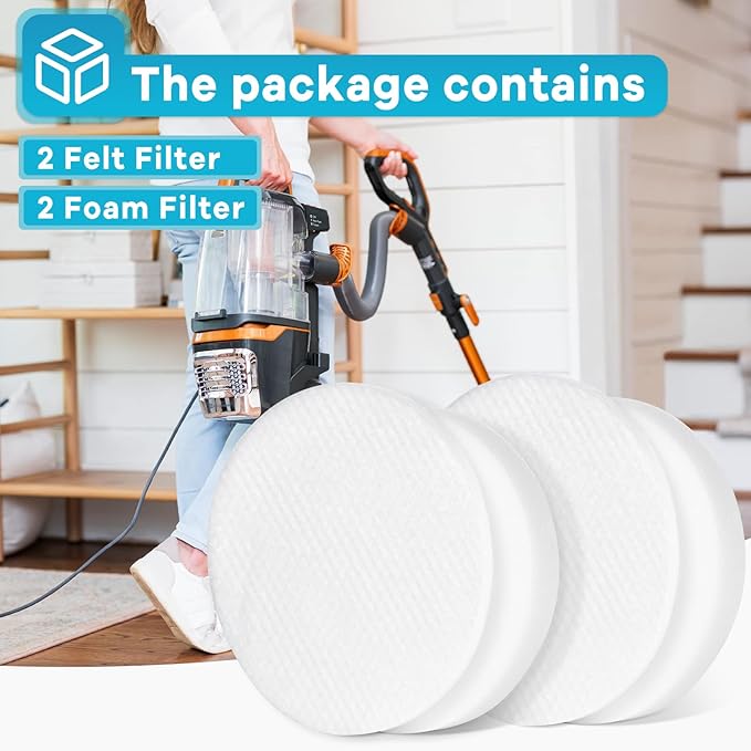 DU4080 K4010 Vacuum filters for Kenmore Upright Cleaner DU2001 DU2012 DU2015 DU1040 DU1275, 4 Foam & 4 Felt Filters Replacement Part 561055105 and 561055106