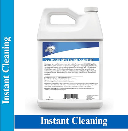Ultimate Spa Filter Cleaner Fast-Acting Spray. Instant clean for Hot Tub & Pool Filters leaving behind no sticky residue. Prolongs filter life and pool equipment. No soaking. (1-Gallon)