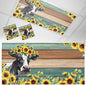Fluorescent Light Covers Farm Cow Sunflower Magnetic Light Filters Vintage Blue Green Wood Grain Ceiling Light Covers for Classroom Office Home Drop Ceiling Lamp Decor 2 Pieces