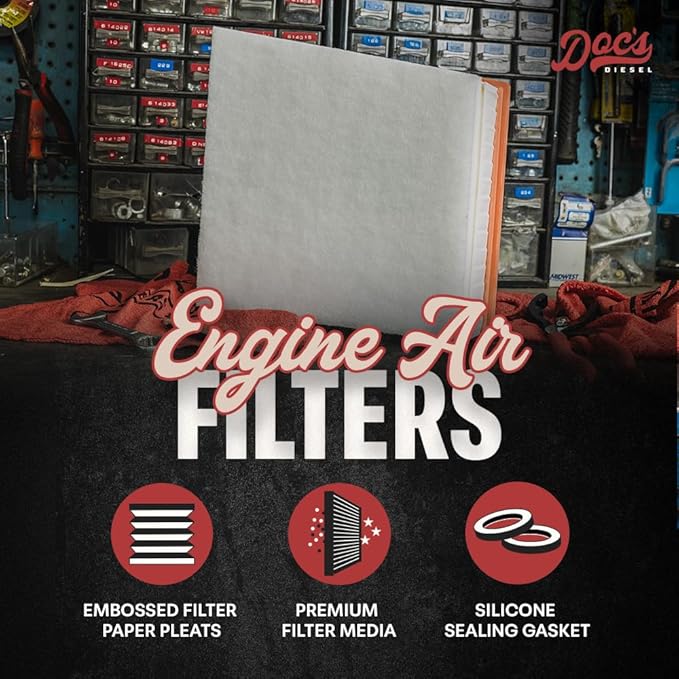 Doc's Diesel Engine Air Filter DPA10660 | Compatible with Chevrolet/GMC 6.6L Duramax 2500HD, 3500HD 2017-2019 | Replaces A3231C