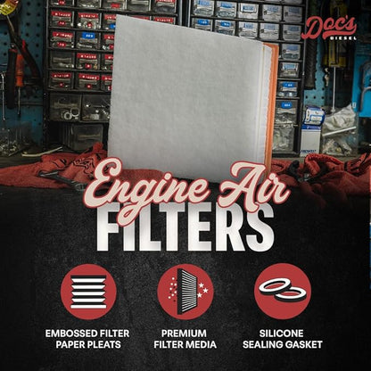 Doc's Diesel Engine Air Filter DPA10660 | Compatible with Chevrolet/GMC 6.6L Duramax 2500HD, 3500HD 2017-2019 | Replaces A3231C