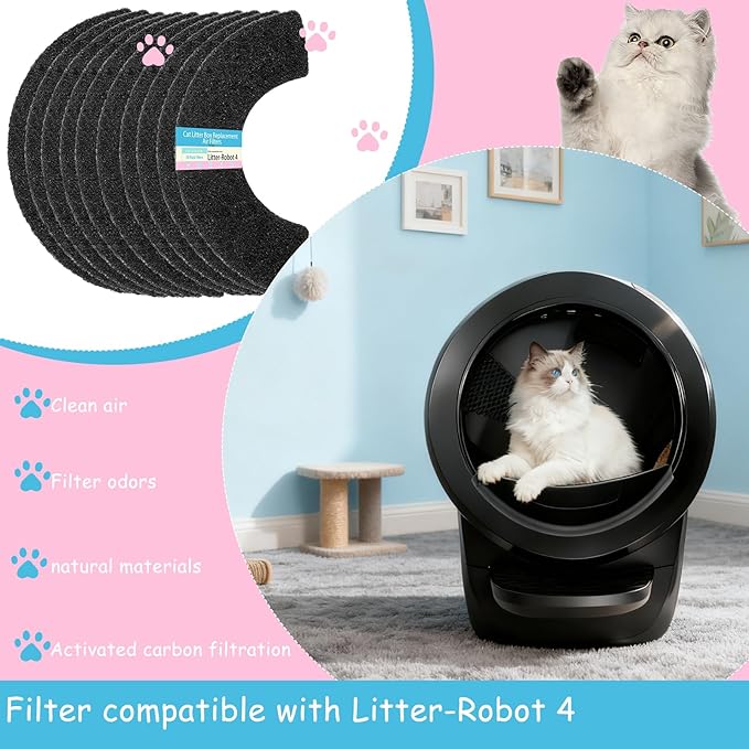 10 Pack Carbon Filters Compatible with Litter Robot 4,Cat Litter Box Filters,Keep Your Home Clean and Fresh