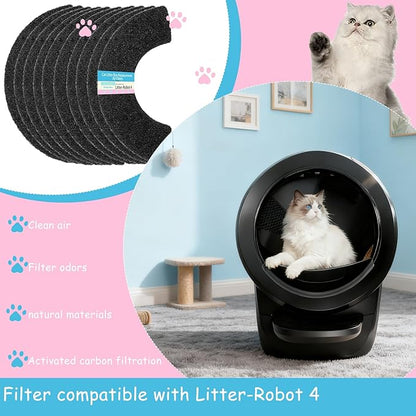 10 Pack Carbon Filters Compatible with Litter Robot 4,Cat Litter Box Filters,Keep Your Home Clean and Fresh