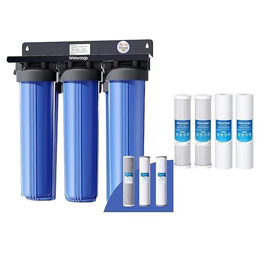 Waterdrop 3-Stage Whole House Water Filter System and Whole House Water Filter, Reduce Iron&Manganese, with Carbon&Sediment Filters, 7-Stage Filtration