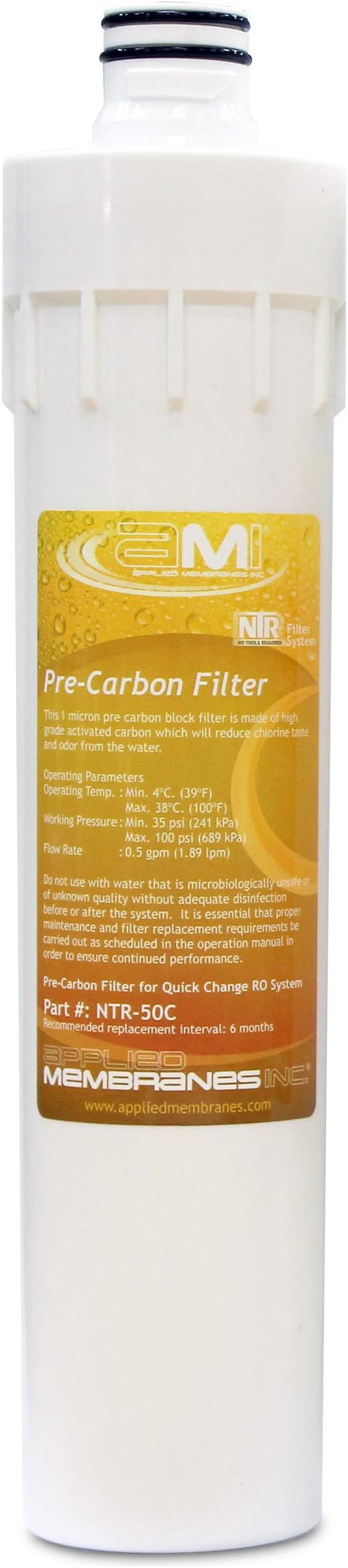 Carbon Pre-Filter for Applied Membranes NTR RO System | NTR-50C Replacement Water Filter Stage 2 for NTR-RO-50