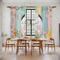 Easter Window Curtains 72 Inch Long 2 Panel Set, Rod Pocket Long Curtains & Drapes, Spring Colorful Bunny Eggs Flower Wood Grain Light Filtering Window Treatment for Bedroom Living Room 52"W x 72"L