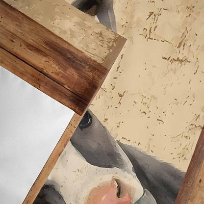 Farmhouse Cow Curtain Valances for Windows, Kitchen Valance Window Treatment, Country Vintage Animals Wooden Grain Light Filtering Block Curtains for Bathroom/Bedroom/Living Room 42'' x 18''