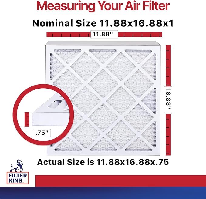 Filter King 11.88x16.88x1 Air Filter | 4-PACK | MERV 11 HVAC Pleated A/C Furnace Filters | MADE IN USA | Actual Size: 11.88 x 16.88 x .75"