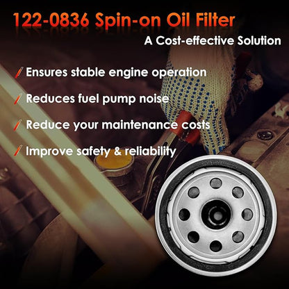 122-0836 Oil Filter │Replacement For RV QG 5500/7000 Series HGJAA HGJAB HGJAC Spin-on │Replaces# 01220836, B7238, PH2875, PH10027
