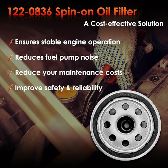122-0836 Oil Filter │Replacement For RV QG 5500/7000 Series HGJAA HGJAB HGJAC Spin-on │Replaces# 01220836, B7238, PH2875, PH10027 (Set of 2)