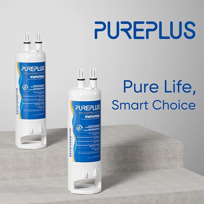 PUREPLUS EDR1RXD1 Replacement for Everydrop® Filter 1, W10295370A, W10295370, EDR1RXD1B, P8RFWB2L, P4RFWB, Kenmore® 46-9081, 46-9930, WD-F38,WRS325SDHZ Refrigerator Water Filter, 2 Pack