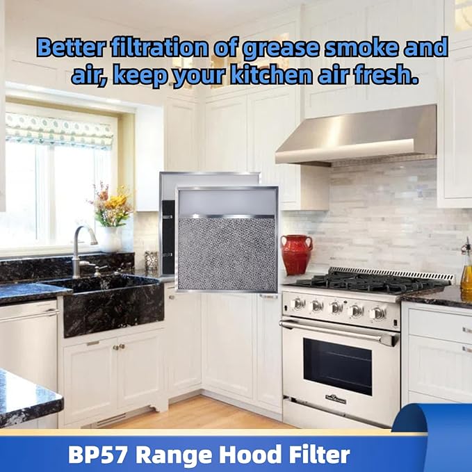 BP57 Range Hood Filter with Light Lens 11-3/8 x 11-3/4 In 1-Pack Stove Hood Vent Aluminum Grease Air Filter for Broan-NuTone 43000 Series Kitchen Exhaust Range Hood