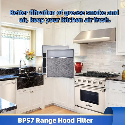 BP57 Range Hood Filter with Light Lens 11-3/8 x 11-3/4 In 1-Pack Stove Hood Vent Aluminum Grease Air Filter for Broan-NuTone 43000 Series Kitchen Exhaust Range Hood