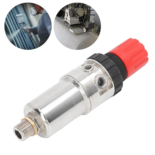 Oil Water Separator Filter Pressure Regulator, Air Compressor Filter with 1/2in NPT, Zinc Alloy Shell for Airbrush and Pneumatic Tools, Manual Drainage Design for Stable Air Flow
