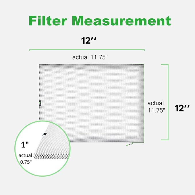 Reair 12x12x1 Extra Replacement Filter without Frame, Washable and Reusable Air Filter 12x12x1 for AC HVAC Furnace, MERV 8 Air Filters Machine Washable, AC Furnace Air Filter without Frame