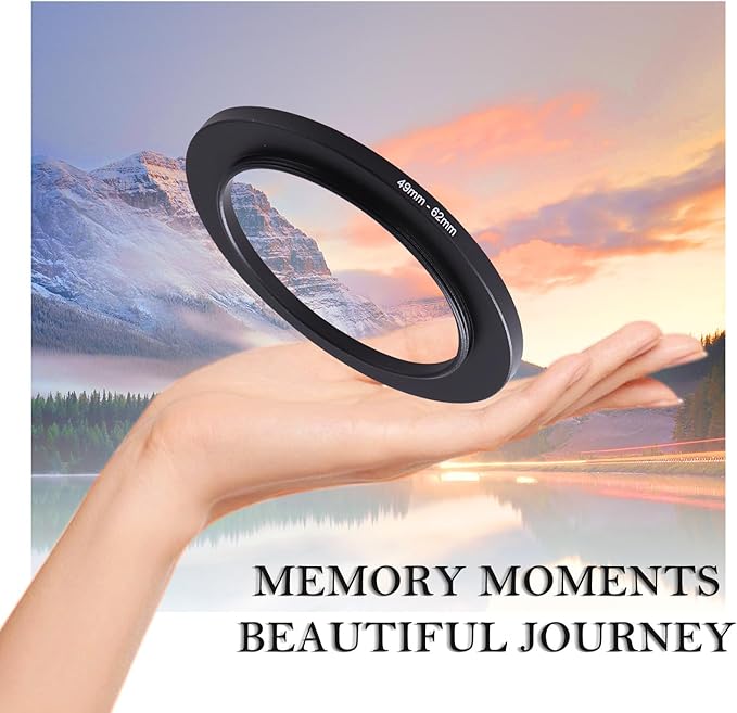 49-62mm Step-Up Ring Adapter, 49mm to 62mm Step Up Filter Ring for 49mm Lens Mount 62mm for DSLR Lenses and ND UV CPL IR Filters （49-62mm）