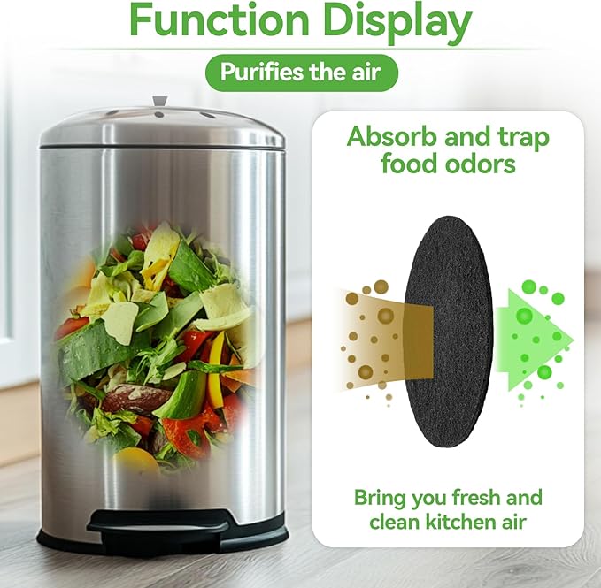 10PCS Compost Bin Charcoal Filters- 6.7inch Activated Carbon Filters，Round Charcoal Replacements for Kitchen Compost Bin Pail Replacement,Countertop Home Bucket Refill