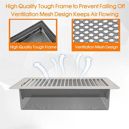 Floor Register Vent Cover Filter Net, 4"x10" Air Vent Screen Mesh Covers Catcher Filter Hoods for Home Floor Registers Vent Filters, Black (4 Packs)