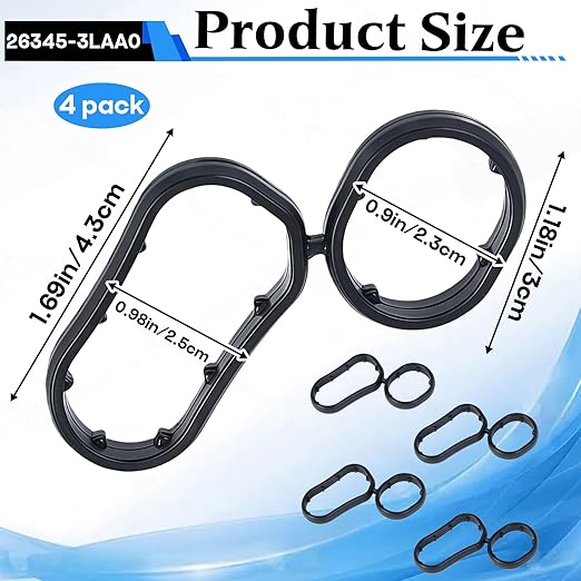 4-Pack 26345-3LAA0 Oil Filter Housing Gasket, Compatible with 2018-2020 Kia, Telluride 2020-2024 3.8L, Hyundai Genesis Palisade 3.8L Engine.Replaces 26345-3LAA0