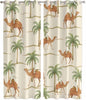 2 Panel Kitchen Cafe Curtains, Date Coconut Tree Sunlight Filtering Nature Air Through, Home Decor Window Covering Tier Curtains for Living Room 80W x 84L inch Desert Camels Botanical Tropical Beige