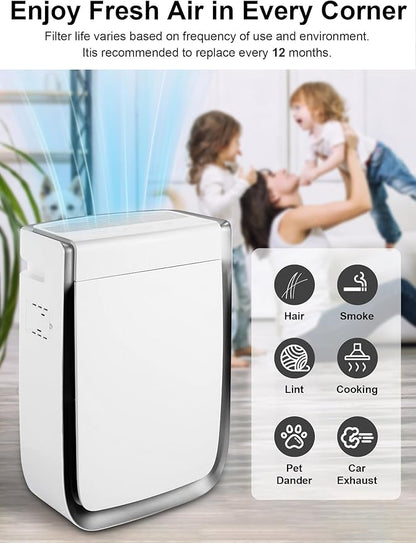 3500 Replacement Carbon Filter Compatible with Air Doctor 3000 3500 Air Purifiers, Includes 2 Activated Carbon Filters, 4 Sponge Pre-Filters, Comparable to Part # ADF3002, ADF3003