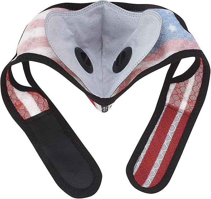 ASA TECHMED Reusable Dual Air Breathing Valve Face Mask Cover with Activated Carbon Filter (Patriotic Cycling)