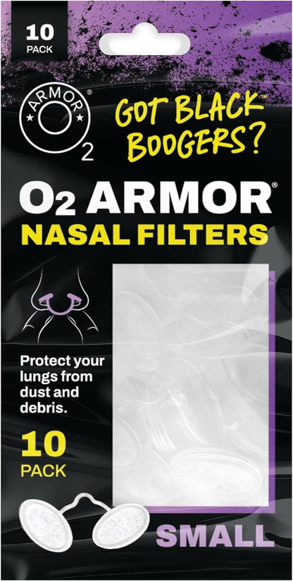O2 Armor Nose Filters for Welders & Allergies - Nose Filter for Dust - Nasal Filters for Welding - Nose Dust Mask for Construction (10 Pack, Size Small)