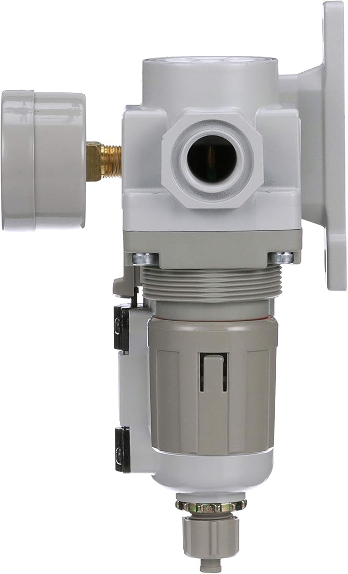 PneumaticPlus SAU320-N03G-MEP Compressed Air Filter Regulator Combo 3/8" NPT - Metal Bowl, Manual Drain, Bracket, Gauge