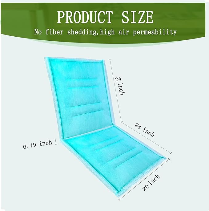 AUC Paint Booth Tacky Intake Filter Pad Series 55, 20" x 48" (10/case) Spray Booth Intake Filter with Internal Wire Support Frame