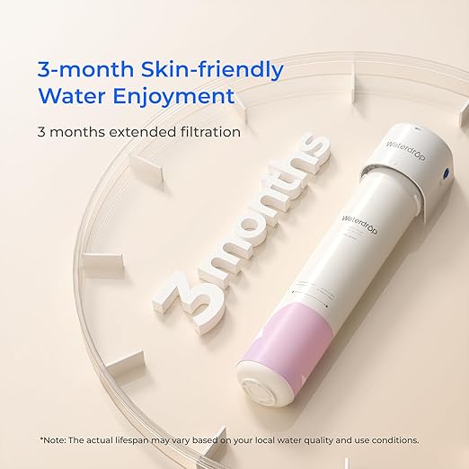 Waterdrop BFU1 Water Filter for Bathroom for Face Care, Soft Water, Strontium-enriched, Reduce 99.9% of Harmful Substance in Bathroom Sink Faucet, Reduces Skin Redness and Irritation