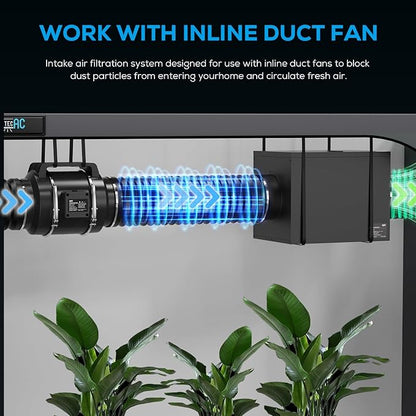 Filter Box 10 inches with Efficient Box Fan Filter, Duct Filters Box for Fresh Air Intake and Improved Airflow, HVAC Filter Box for Family, Factory, Minerals, Planting Tents