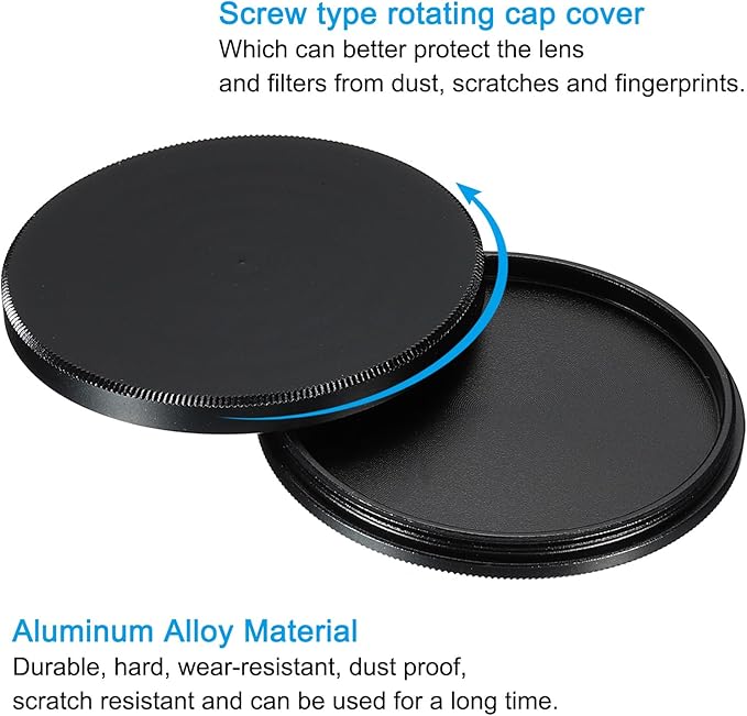 PATIKIL 46mm Lens Cap, 2 Pack Camera Lens Cap Cover Universal Front Metal Lens Filter Stacks Cap Protective Case for 46mm Camera Circular Polarizing Fader ND Filter, Black