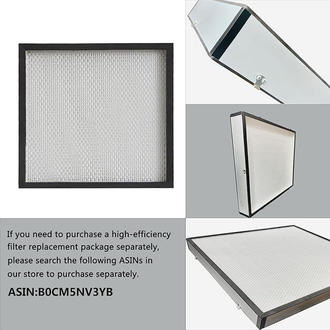 FFU HEPA H14-Filter Laminar Flow Hood Updated FanFilter Unit（Include HEPA Filter）100/ISO Class 5 Cleanroom/Laboratory/Cleanroom/Mushroom Room, Laminar Air Flow Hood(22.6"x22.6"110V)