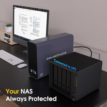 GOLDENMATE 1000VA/800W Lithium UPS Battery Backup and Surge Protector, Sinewave UPS System with LiFePO4 Battery(230Wh), Updated Pro Ver. with USB Communication Port, 8 Outlets, LCD Display, Gray