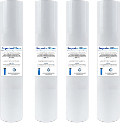 10 Micron Sediment water Filter - Whole House Water Filter Cartridge - 4.5 x 20-inch Replacement - Compatible with All Whole House Water Filter System - (20 X 4.5, 4 Count)