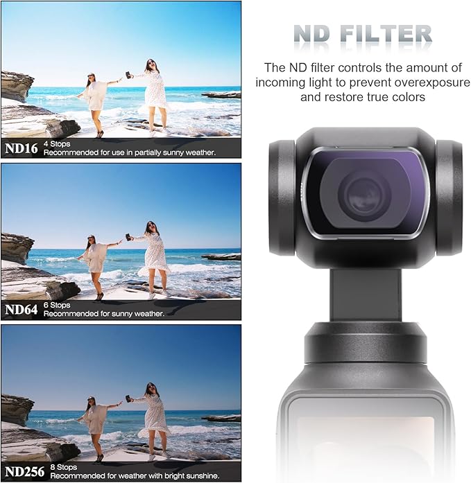 Black Mist Filter ND Filters Set for DJI Osmo Pocket 3 Creative Filter Beauty Soft Filters Creator Combo Camera Accessories-4 Pack(Black Mist ND16 ND64 ND256)