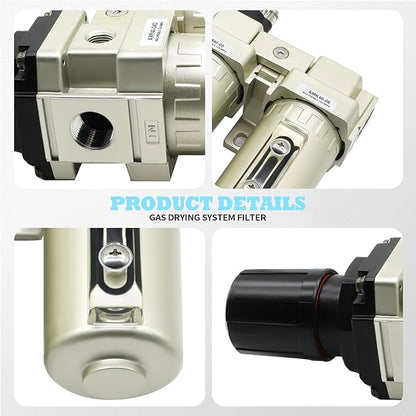 3/4" NPT Industrial Grade 4 Stage Gas Drying System, Coalescing Filter, Desiccant Dryer, Auto Drain, Compatible with Paint Spray, Plasma Cutter (Manual Version,3/4" NPT)