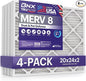 BNX TruFilter 20x24x2 Air Filter MERV 8 (4-Pack) - MADE IN USA – Dust & Pet Defense Electrostatic Pleated Air Conditioner HVAC AC Furnace Filters for Dust, Pet, Mold, Pollen MPR 600 – 700 & FPR 5