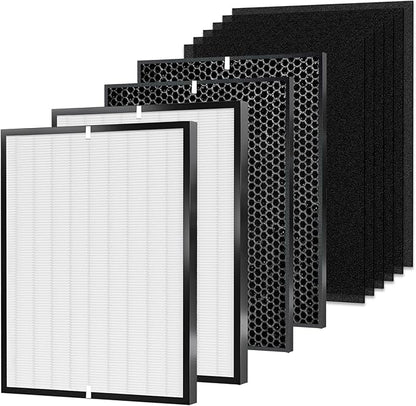 10-Pack Amboseli Replacement Filters Compatible 3000 Air Purifi-er, 3000,3000M, 3000Pro Air Purifi-er,2 air filter, 2 Activated Carbn and 6 Extra Carbn Pre-Filters